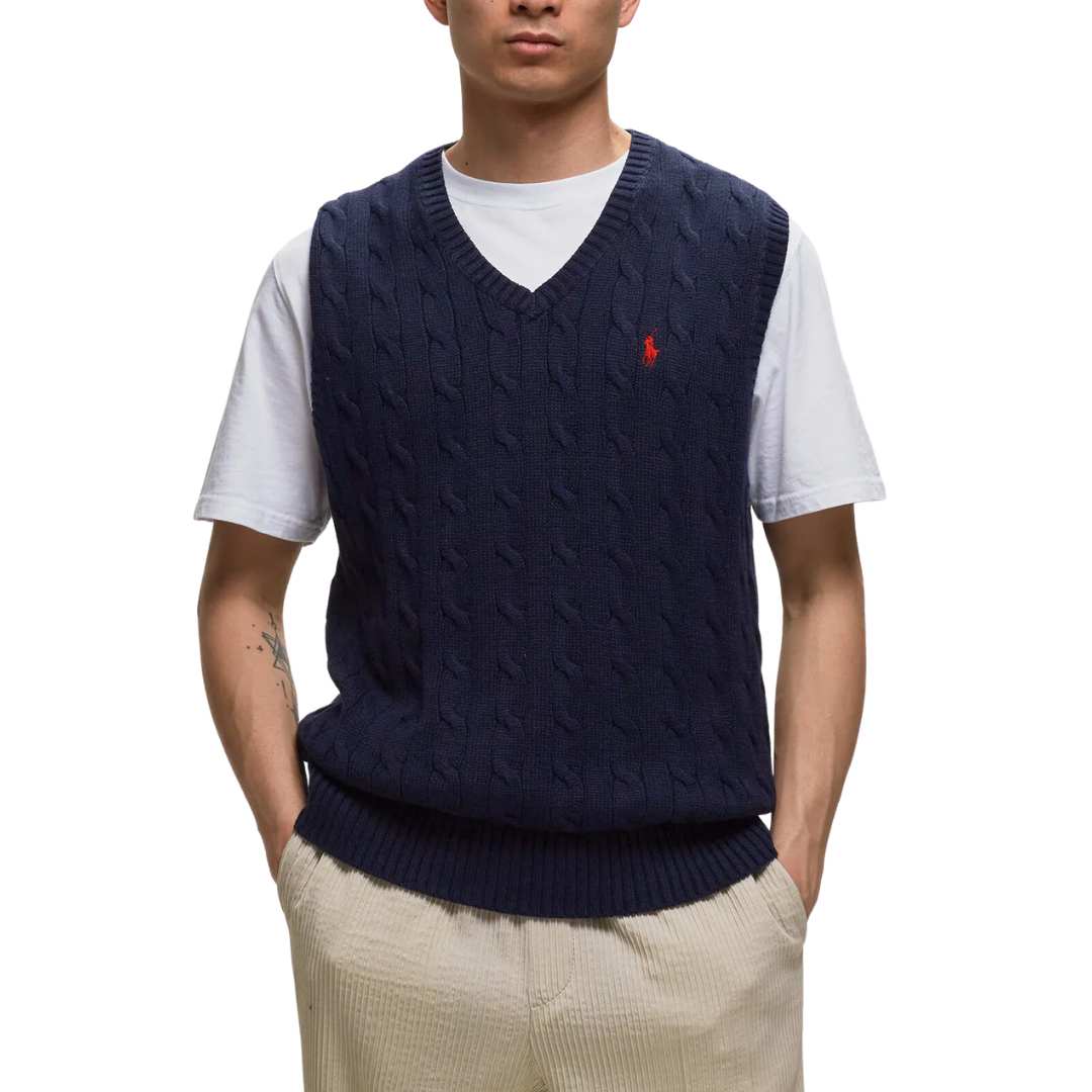 Pony-motif cable-knit Vest