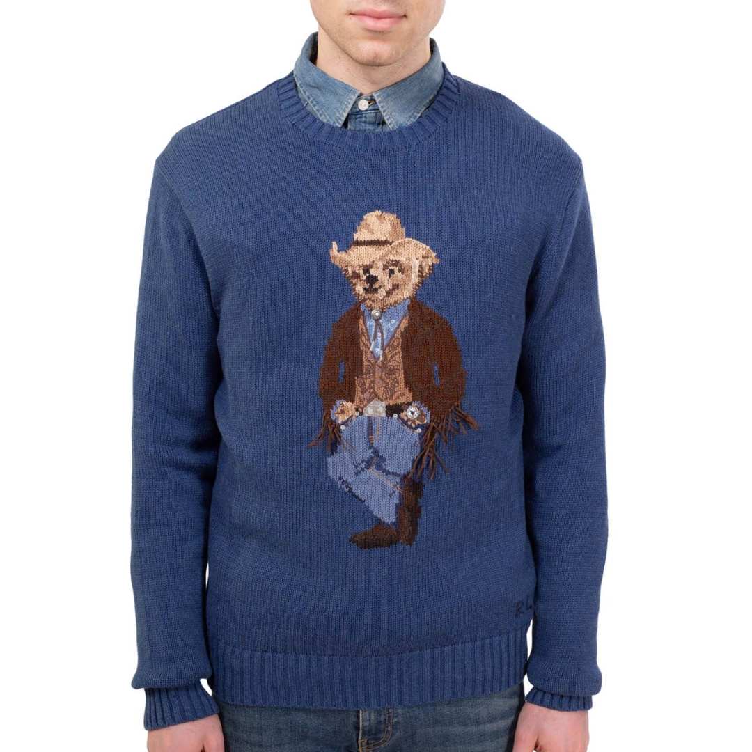 Polo Ralph Lauren Cowboy Bear Crew Knit Rustic Navy Heather 