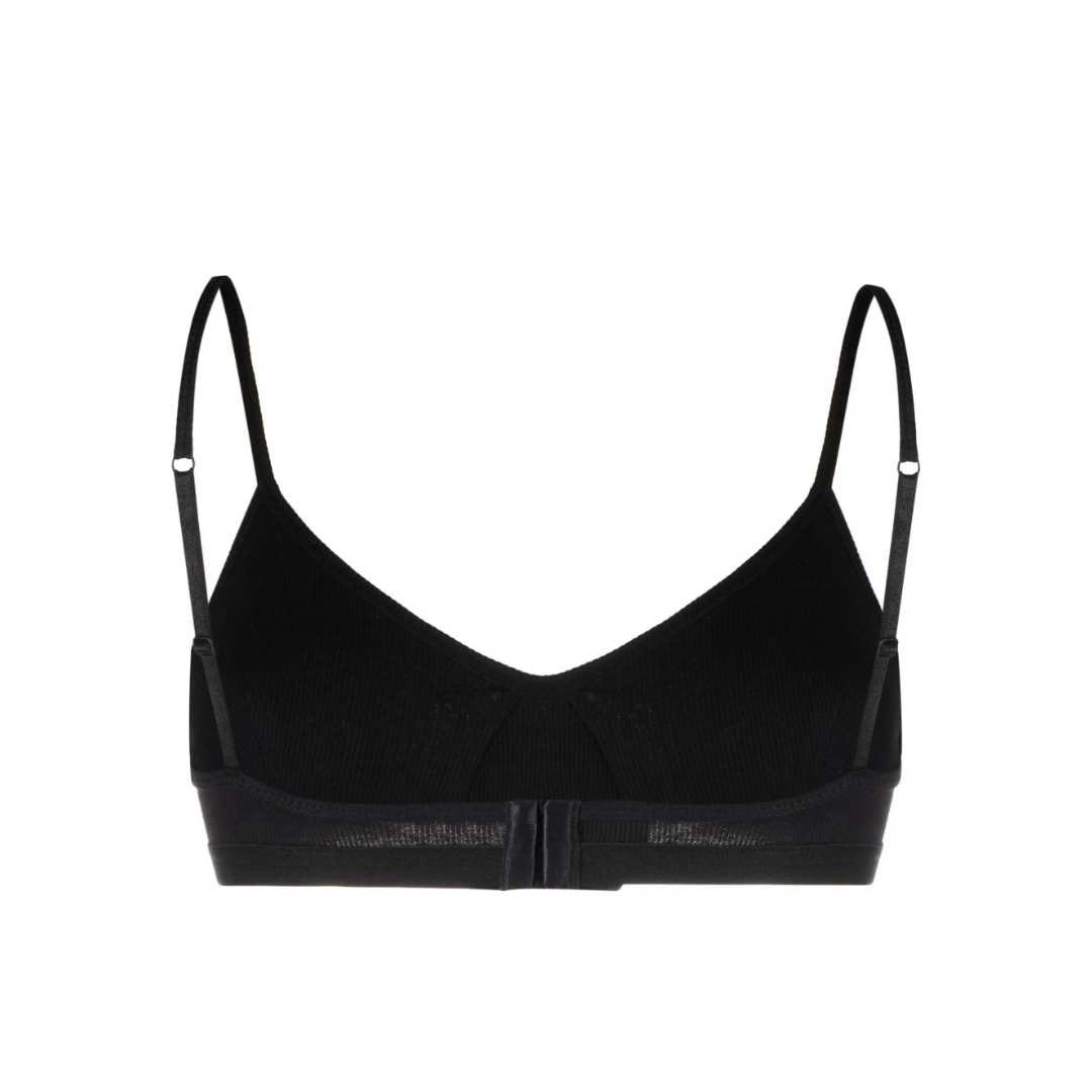 Logo Embroidered Ribbed Bra