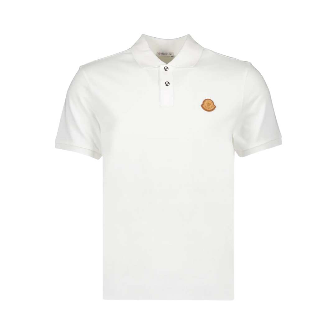 Leather logo polo shirt