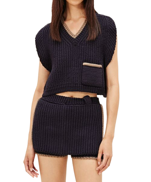 LE PIPA Cropped Knit Vest