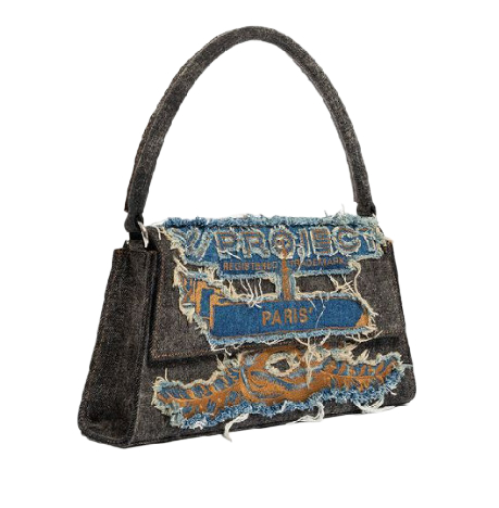 PARIS Distressed Washed Denim Tote Bag