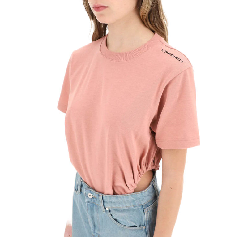 Ruched string bodysuit t-shirt