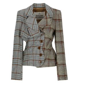 Check panel geometric blazer