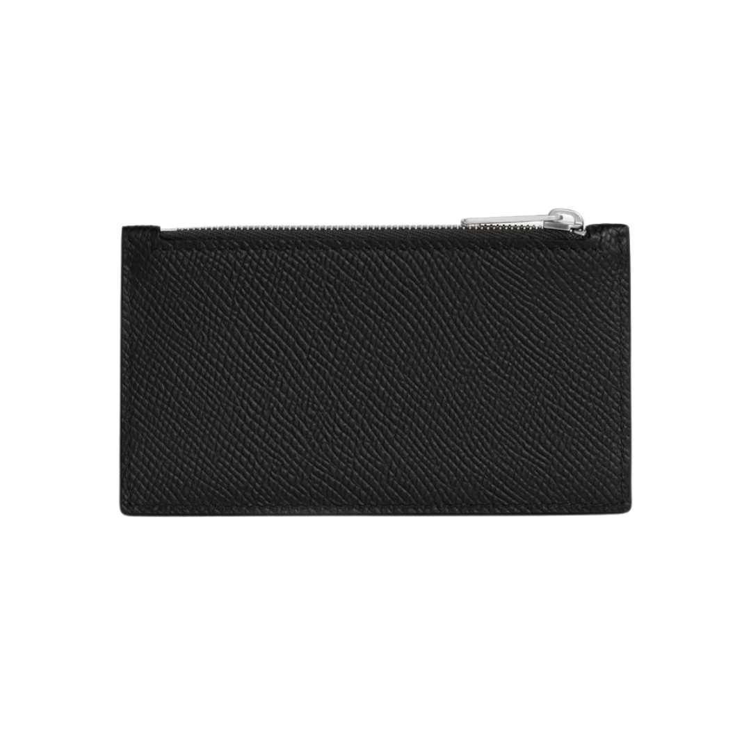  Zipped compact card holder in Grained calfskin - Black 