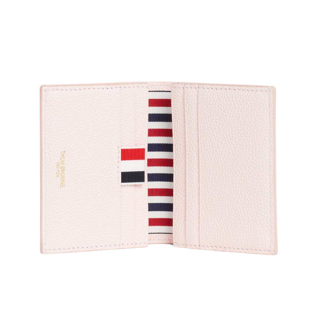 LIGHT PINK PEBBLE GRAIN LEATHER 4-BAR DOUBLE CARD HOLDER