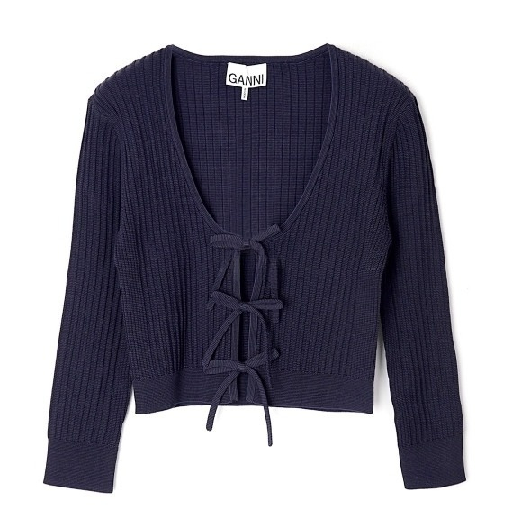 Blue melange knit cardigan