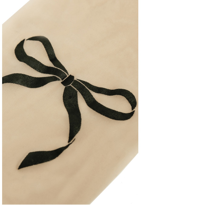 RIBBON PRINTED STOCKING LIGHT BEIGE