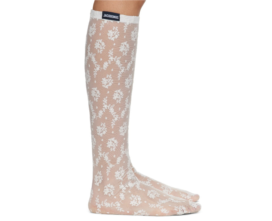 Jacquemus White Le Chouchou Les Bass Dentel Socks 100 White