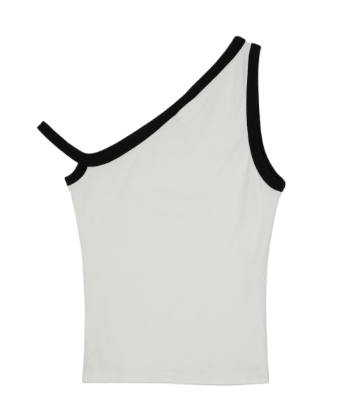 Women's Asymmetric Contrast Sleeveless Top - White