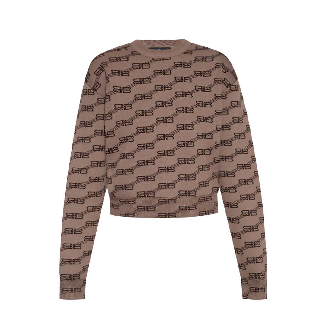 BALENCIAGA BROWN SWEATER WITH MONOGRAM