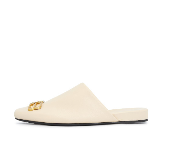 Balenciaga Leather Cozy Slipper Sand
