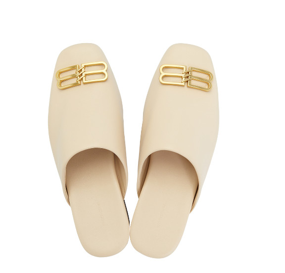 Balenciaga Leather Cozy Slipper Sand