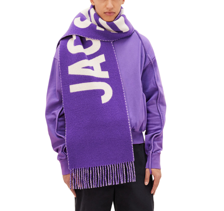 Jacquemus Lecharpe Fringe Logo Scarf Multi Purple