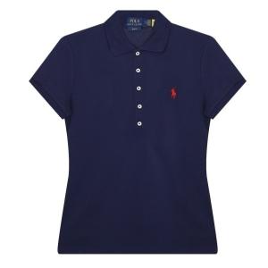 Logo embroidered stretch cotton short sleeve collar