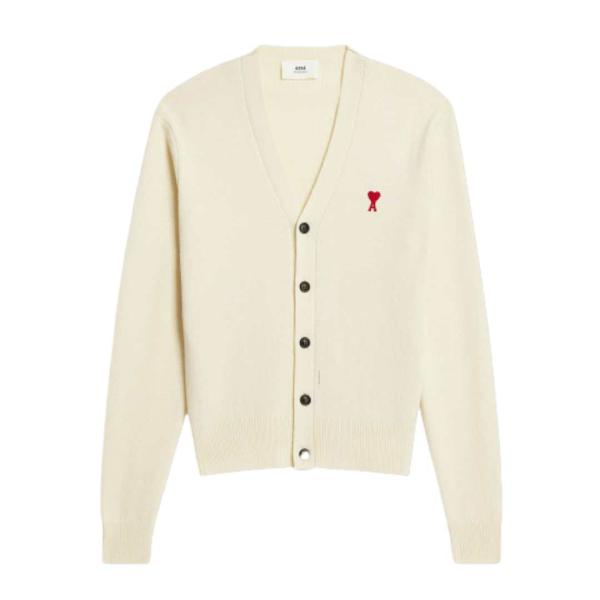 Chain stitch heart logo merino wool cardigan