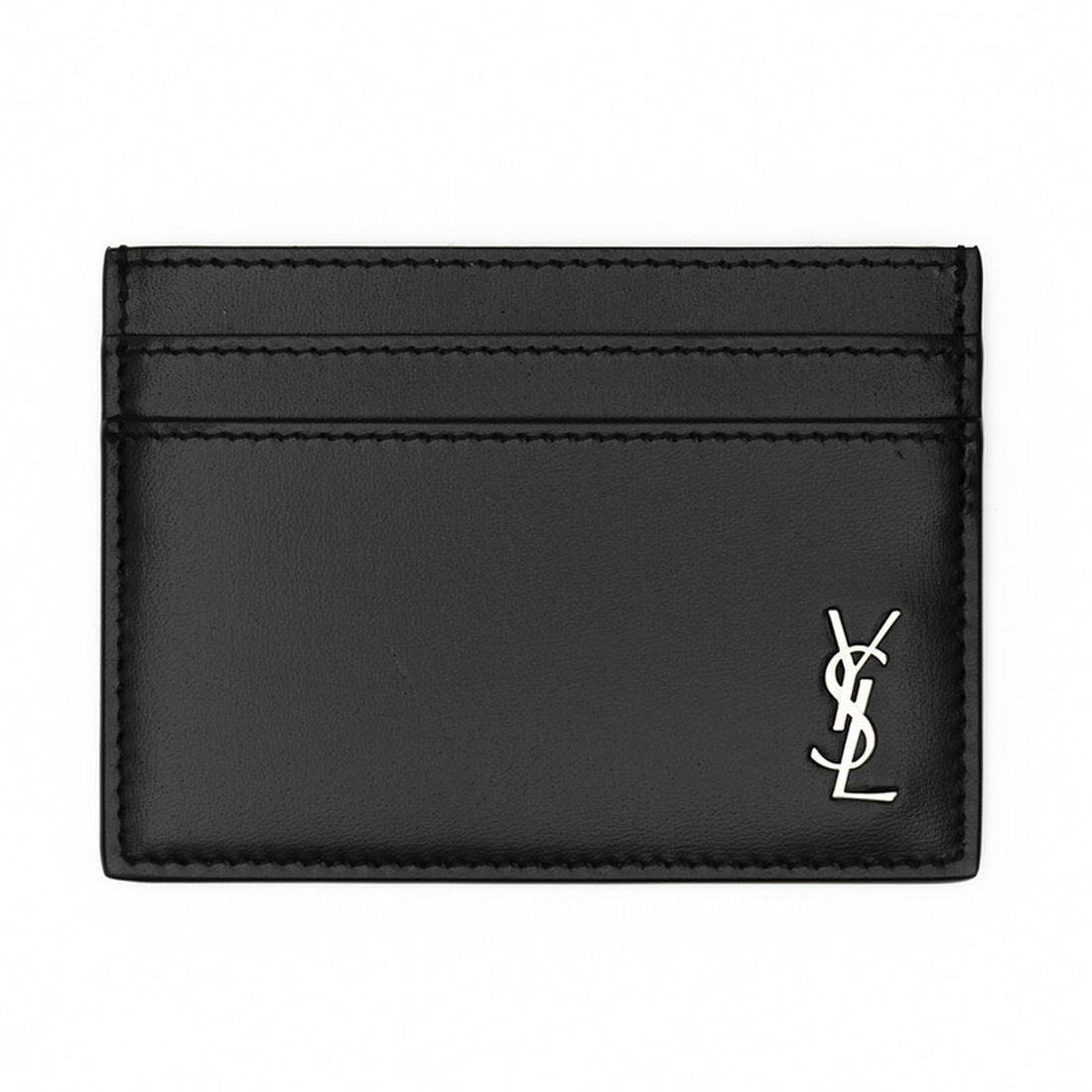  CARD CASE DECORATED WITH SMALL METAL YSL INITIALS