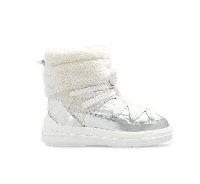 Metallic shearling snow boots