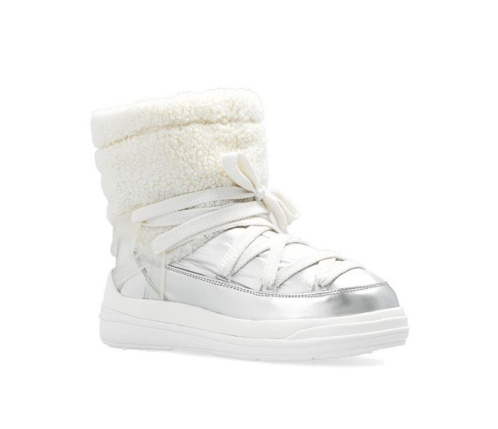 Metallic shearling snow boots