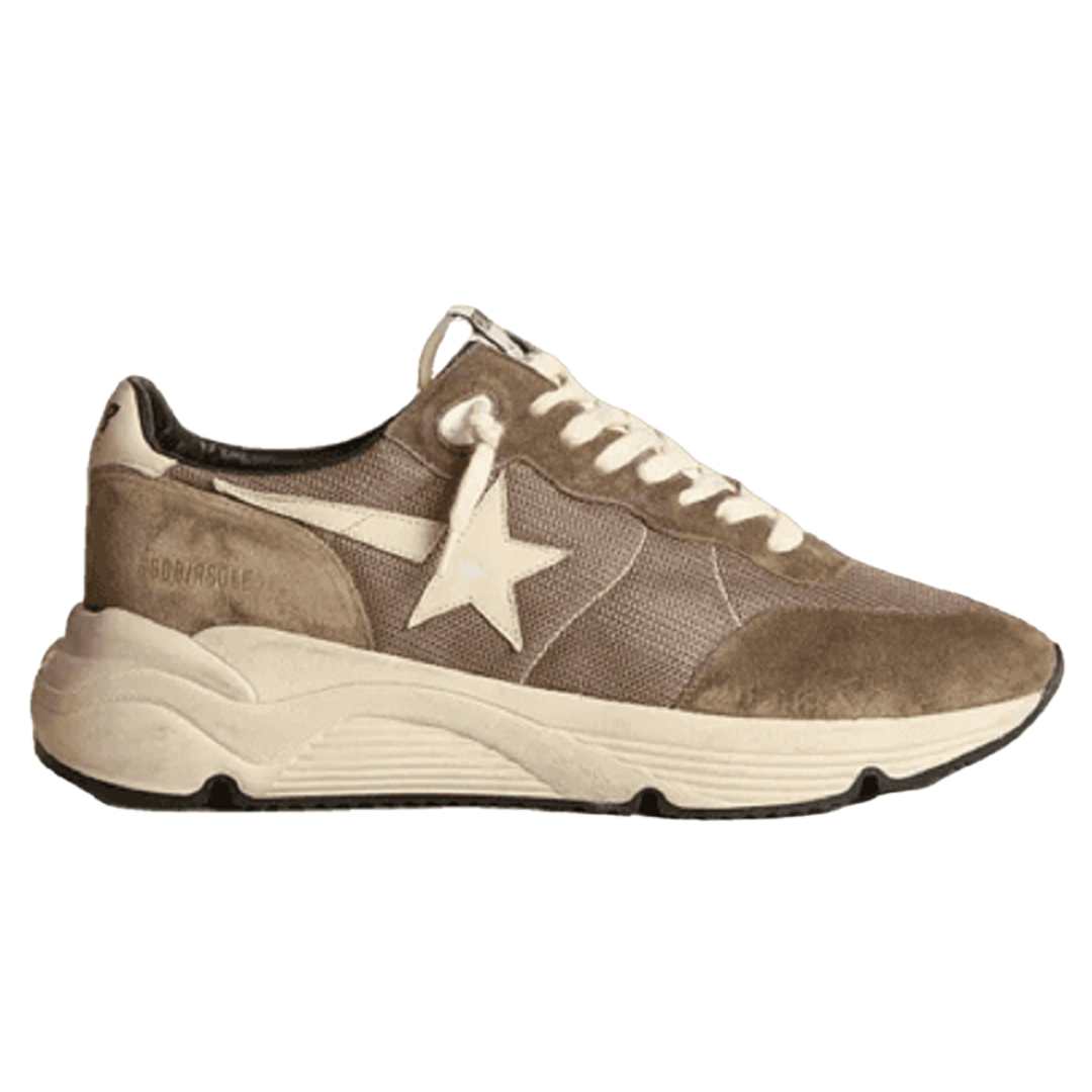 Running Sole sneakers in olive-green mesh and leather with cream-colored leather star and heel tab $ 625