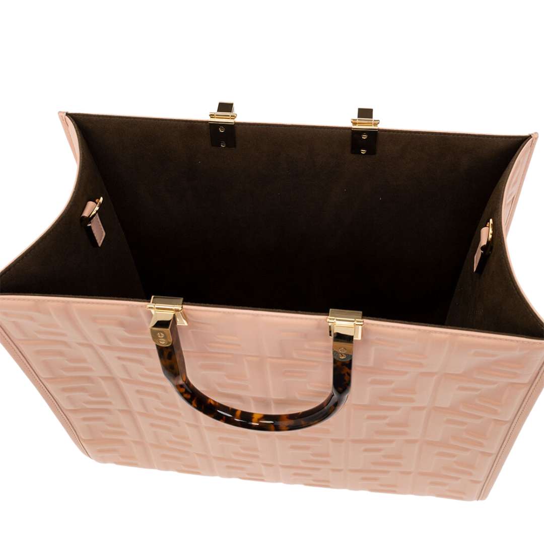 Sunshine Medium - Pink leather shopper