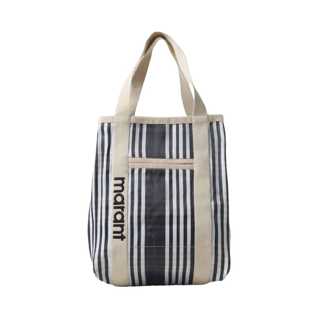 Striped canvas tote bag