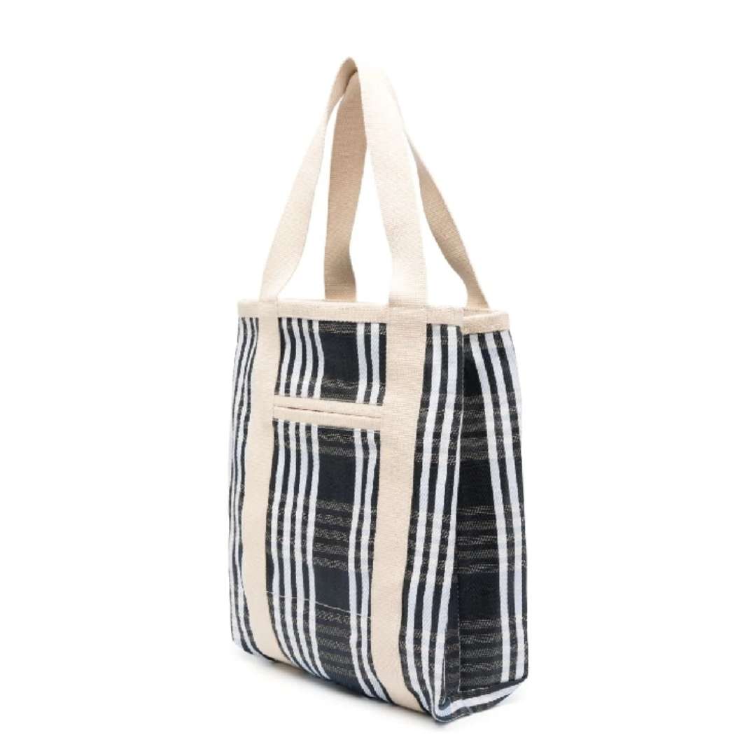 Striped canvas tote bag