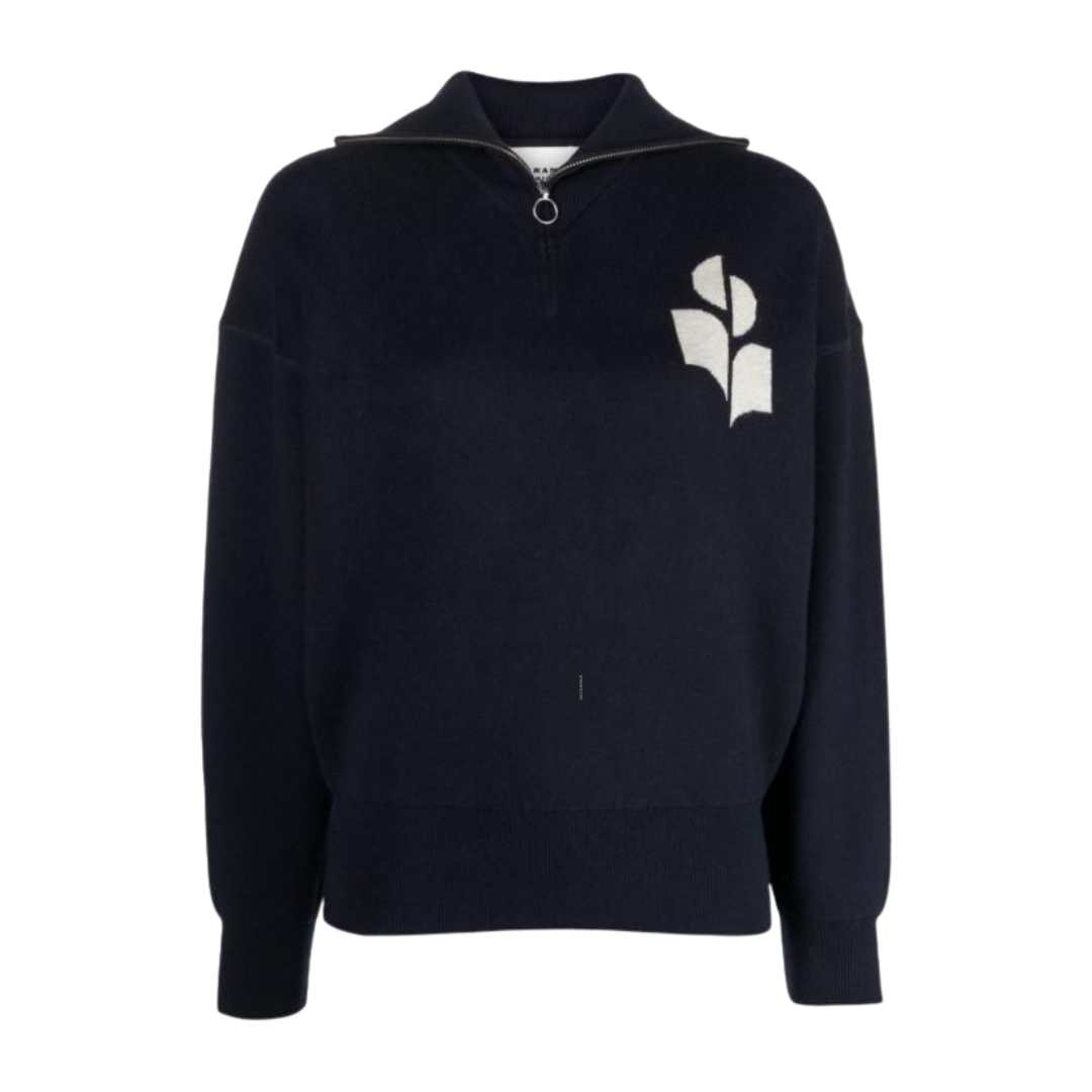 Azra logo half zip-up knit