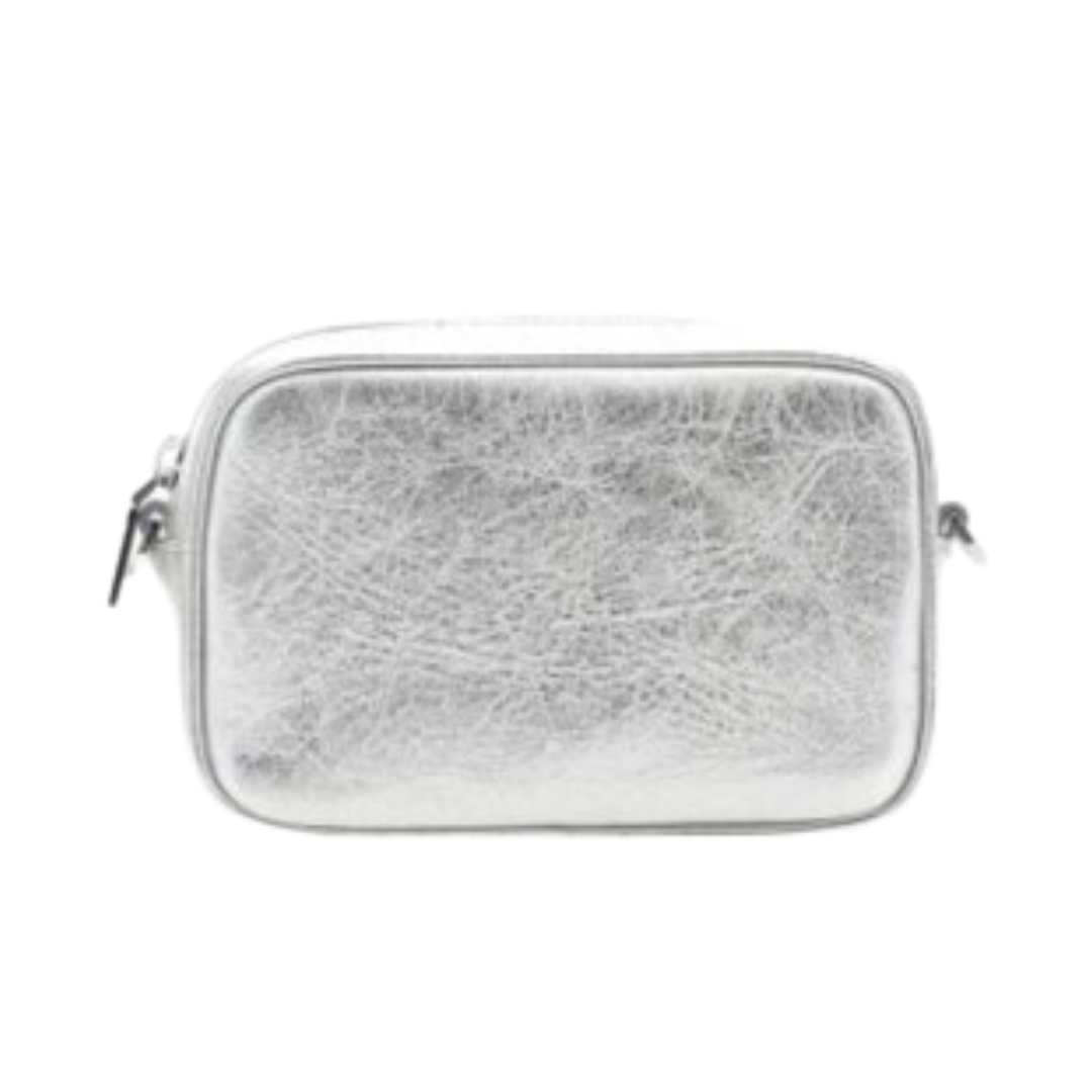 Mini Star Bag in silver laminated leather with tone-on-tone star