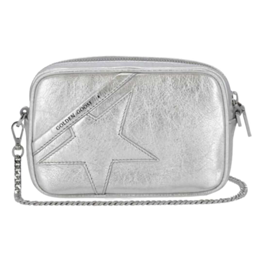 Mini Star Bag in silver laminated leather with tone-on-tone star