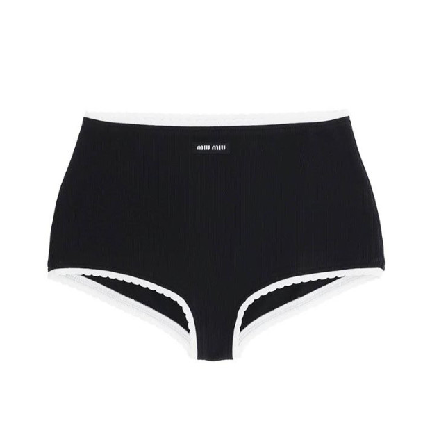 Logo-ribbed cotton briefs