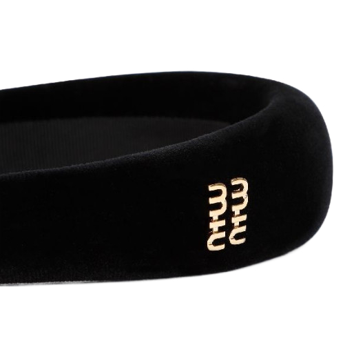 Metal logo velvet hairband