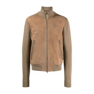 Suede front zip-through jacket