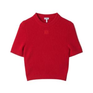 Women's Cropped Short Sleeve Knit - Red