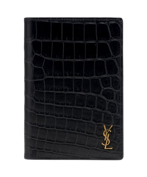 Common Crocodile Tiny Monogram Passport Holder - Black