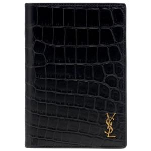 Common Crocodile Tiny Monogram Passport Holder - Black