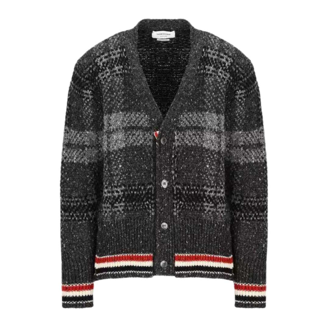  Donegal Tartan Stripe V-neck Cardigan 