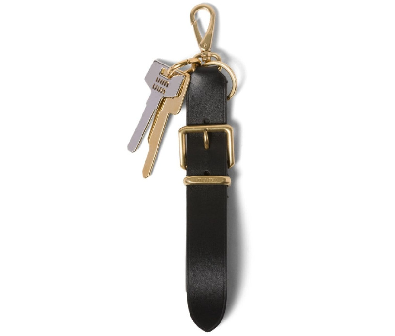 Metal logo key pendant leather key ring