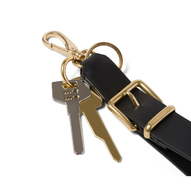 Metal logo key pendant leather key ring