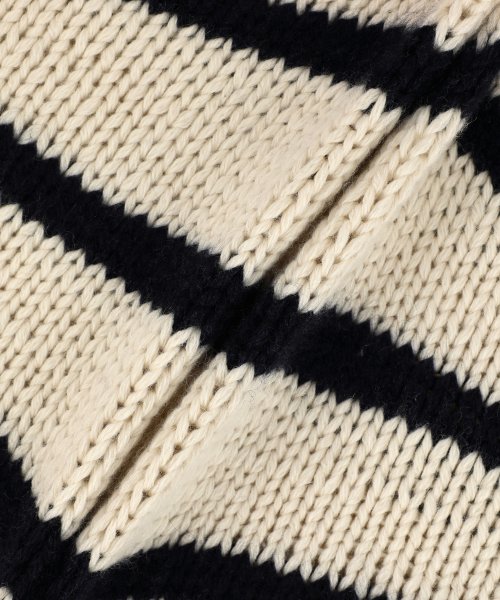 Women's Boat Neck Striped Knit - Off White: Navy