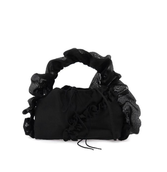 Silk organza ruffle detail tote bag