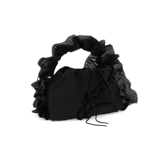 Silk organza ruffle detail tote bag