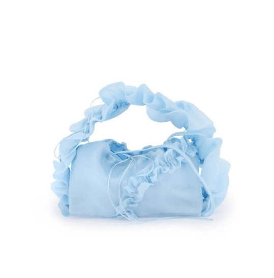 Silk organza ruffle-handle tote bag