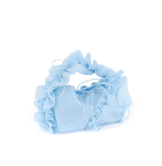 Silk organza ruffle-handle tote bag