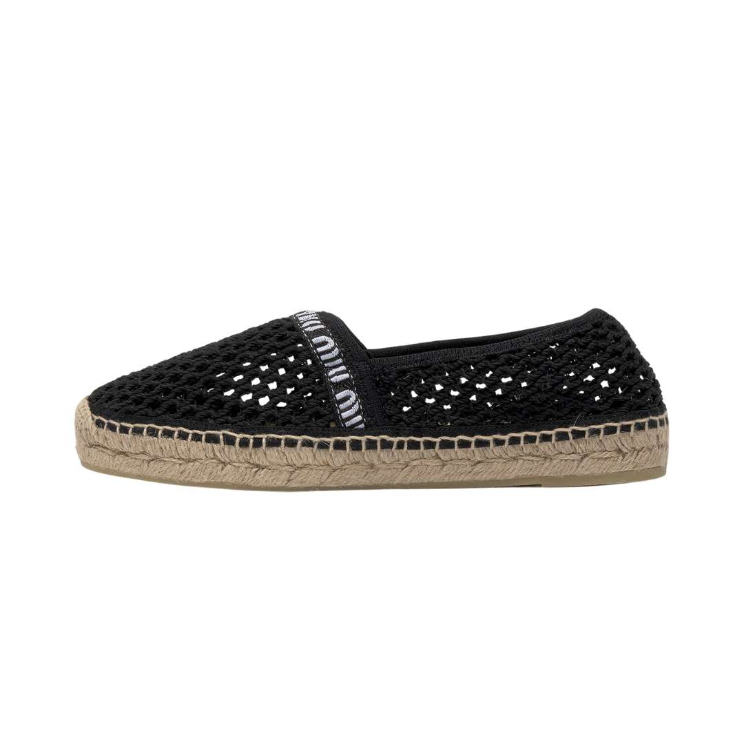 Logo embroidered crochet espadrilles