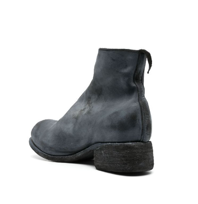 Zip-up round toe leather boots