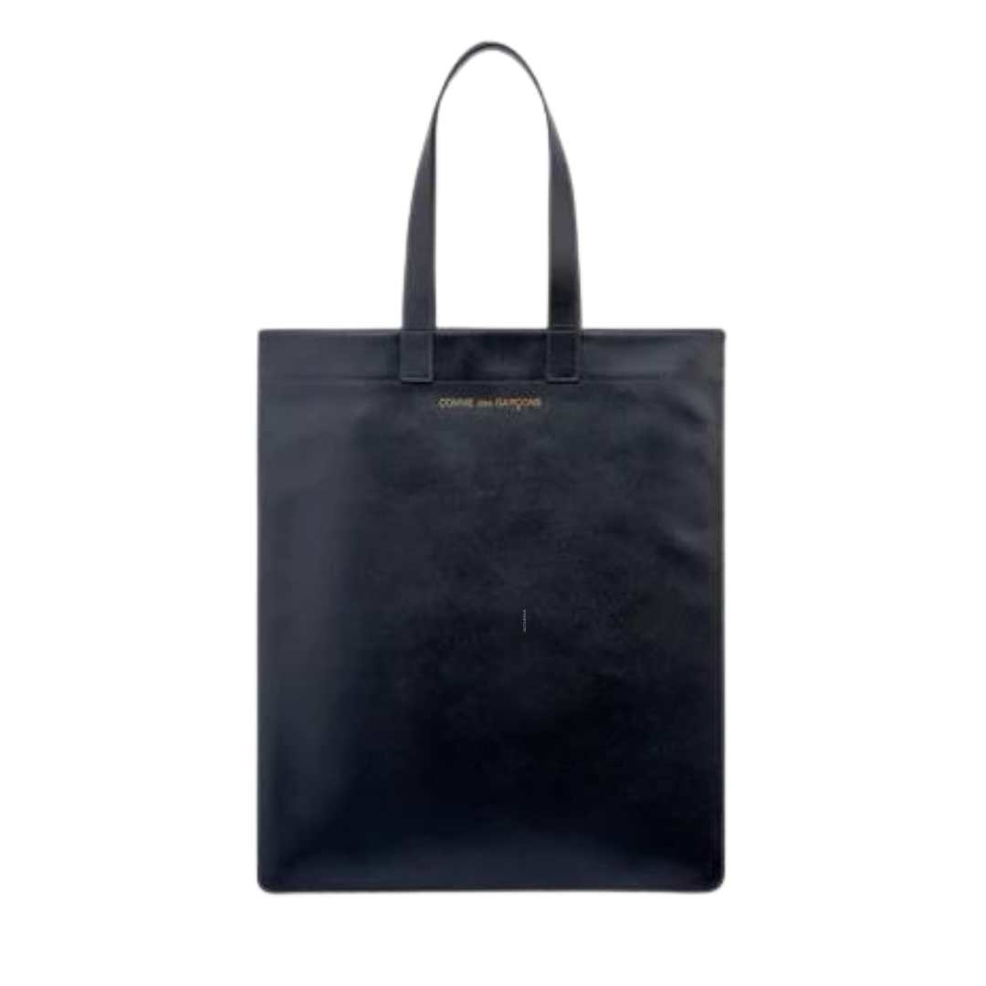 leather logo tote bag