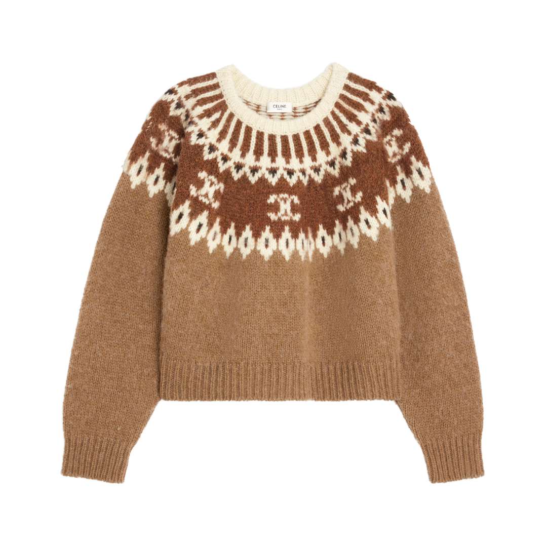 Crew neck sweater in triomphe fair isle wool