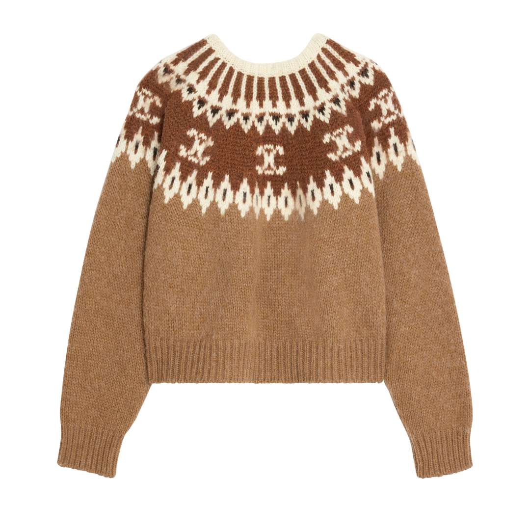 Crew neck sweater in triomphe fair isle wool