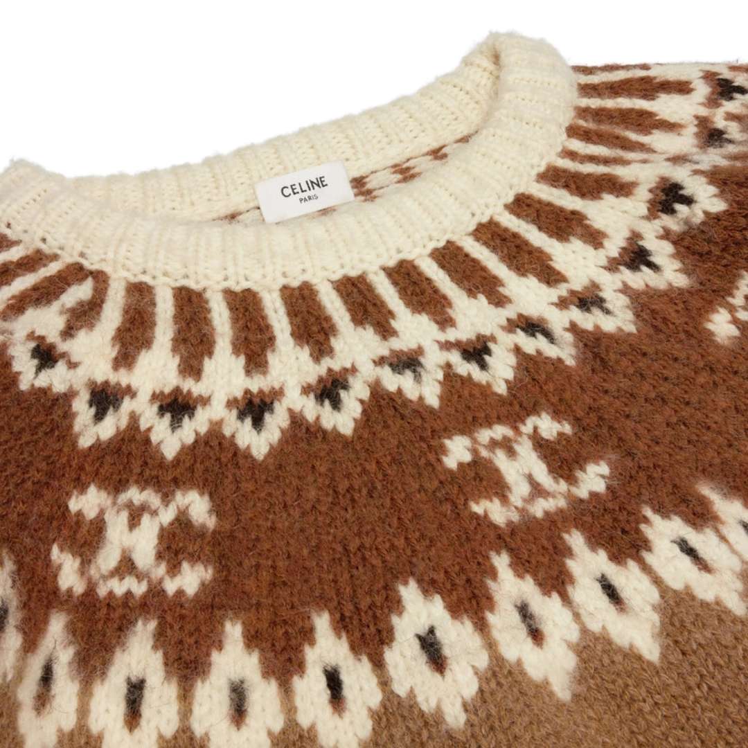 Crew neck sweater in triomphe fair isle wool